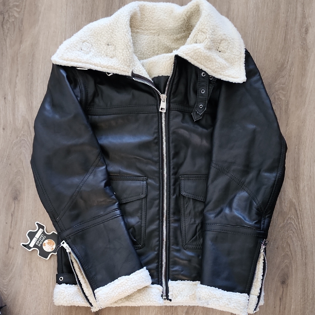 Vintage Black And Cream Leather Jacket